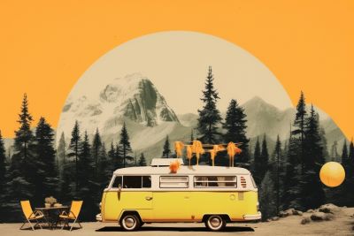 Gele Camper in het Bos