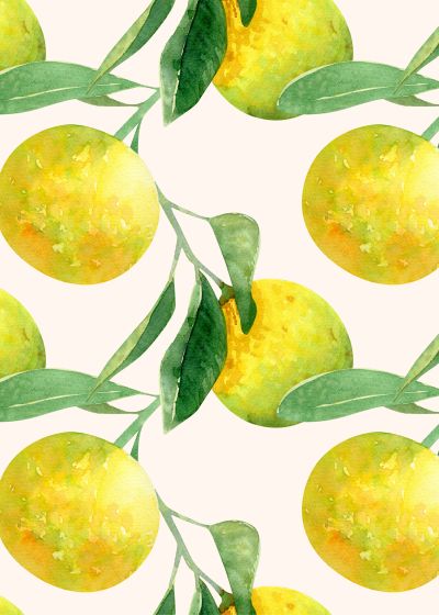 Citruspatroon in Aquarel