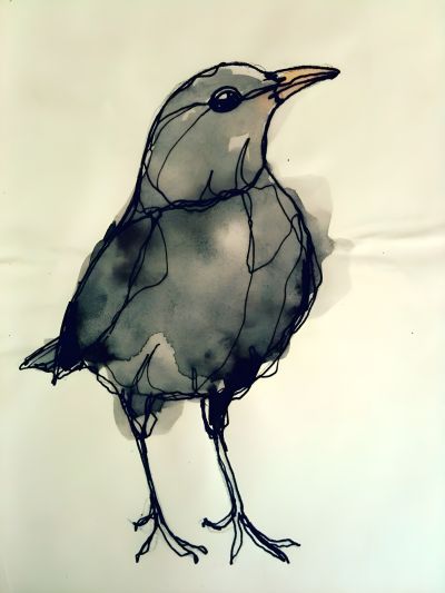 Grijze Vogel met Okergele Accenten