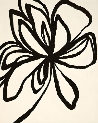 Minimalistische Bloem in Zwart