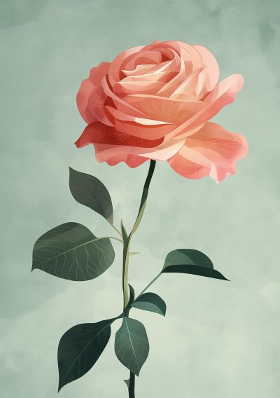 Roze Roos op Saliegroen