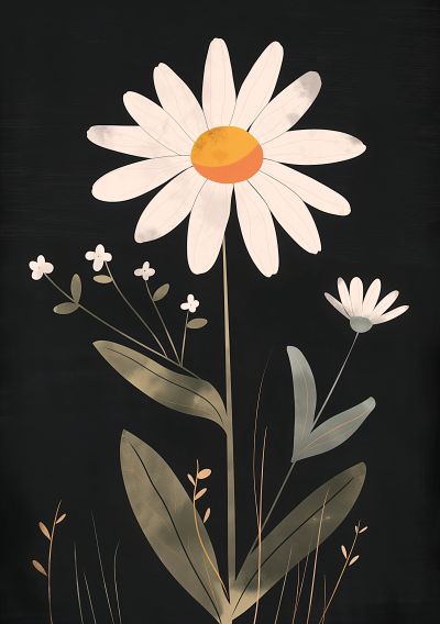 Witte Margriet op Zwart