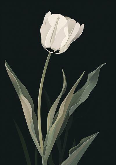 Witte Tulp op Zwart