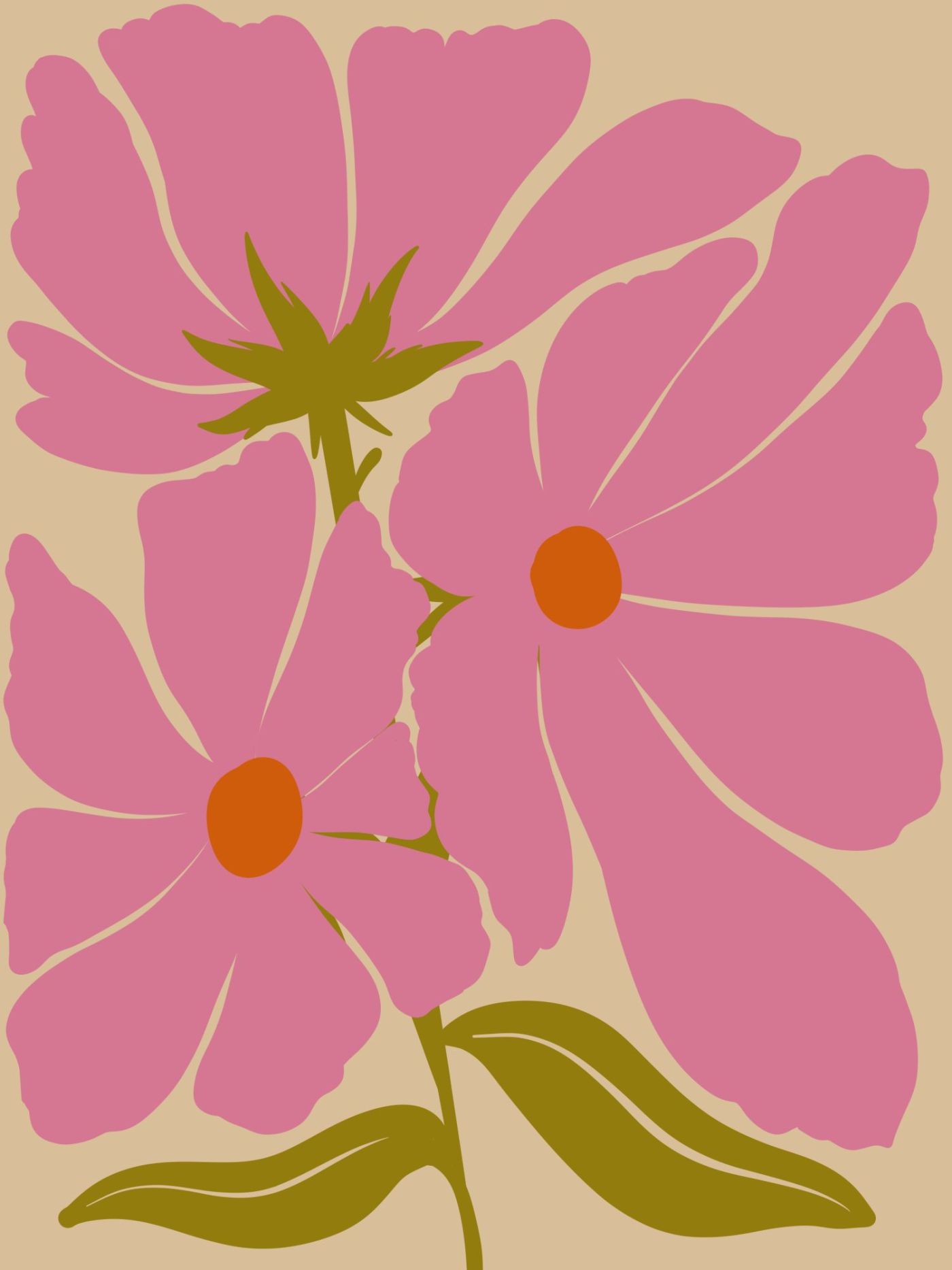 Twee Roze Klaprozen