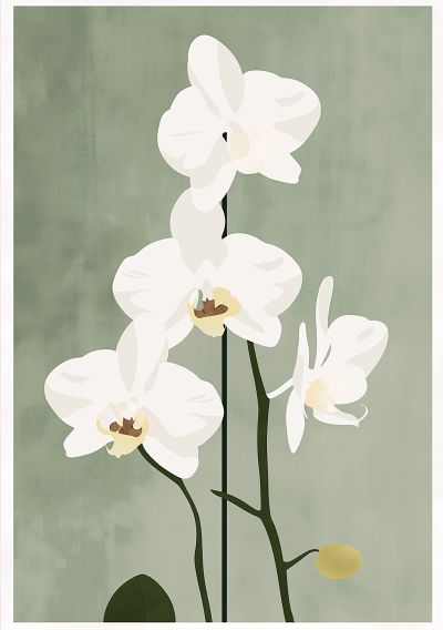 Witte Orchideeën op Saliegroen