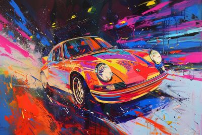 Porsche 911 in Neon Pop-Art