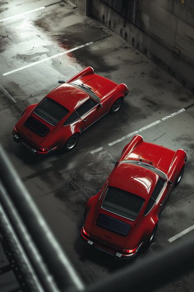 Twee Rode 911's in de Parkeergarage