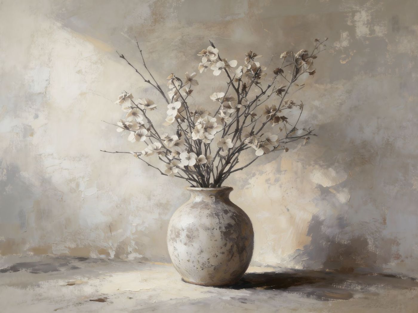 Witte Bloemen in Taupe