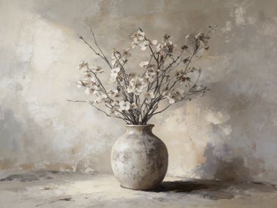 Witte Bloemen in Taupe