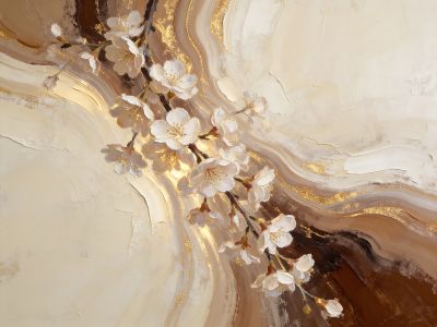 Witte Bloesem op Beige