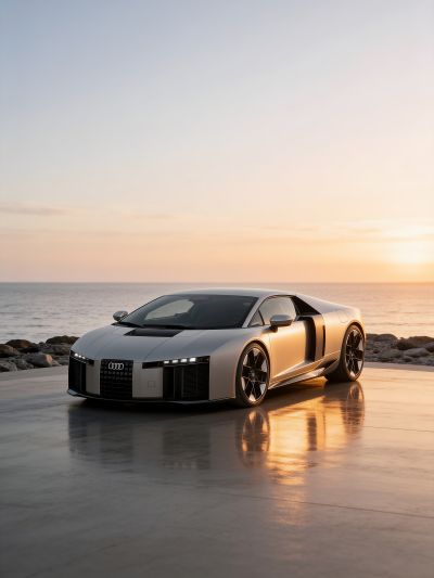 Audi Nuvolari aan de Kust bij Dageraad