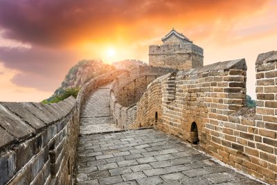 De Chinese Muur bij Zonsopgang