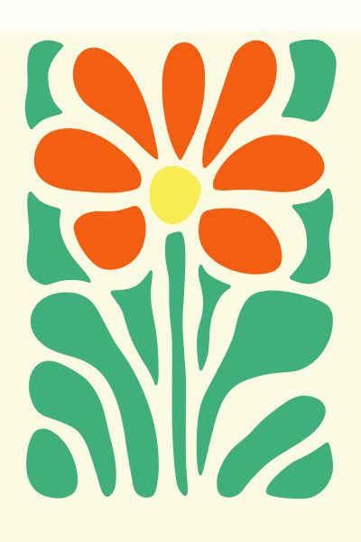 Oranje Bloem in Art-Nouveaustijl