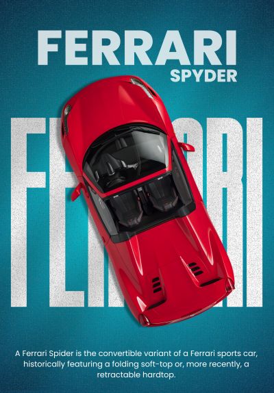 Ferrari Spyder in Rood op Turquoise