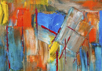 Oranje en Blauwe Penseelstreken
