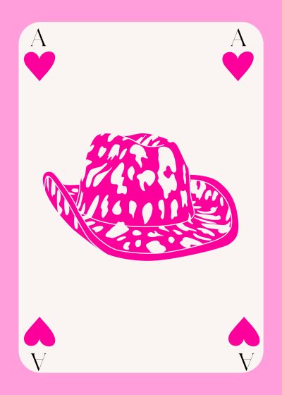 Harten Aas met Roze Cowboyhoed
