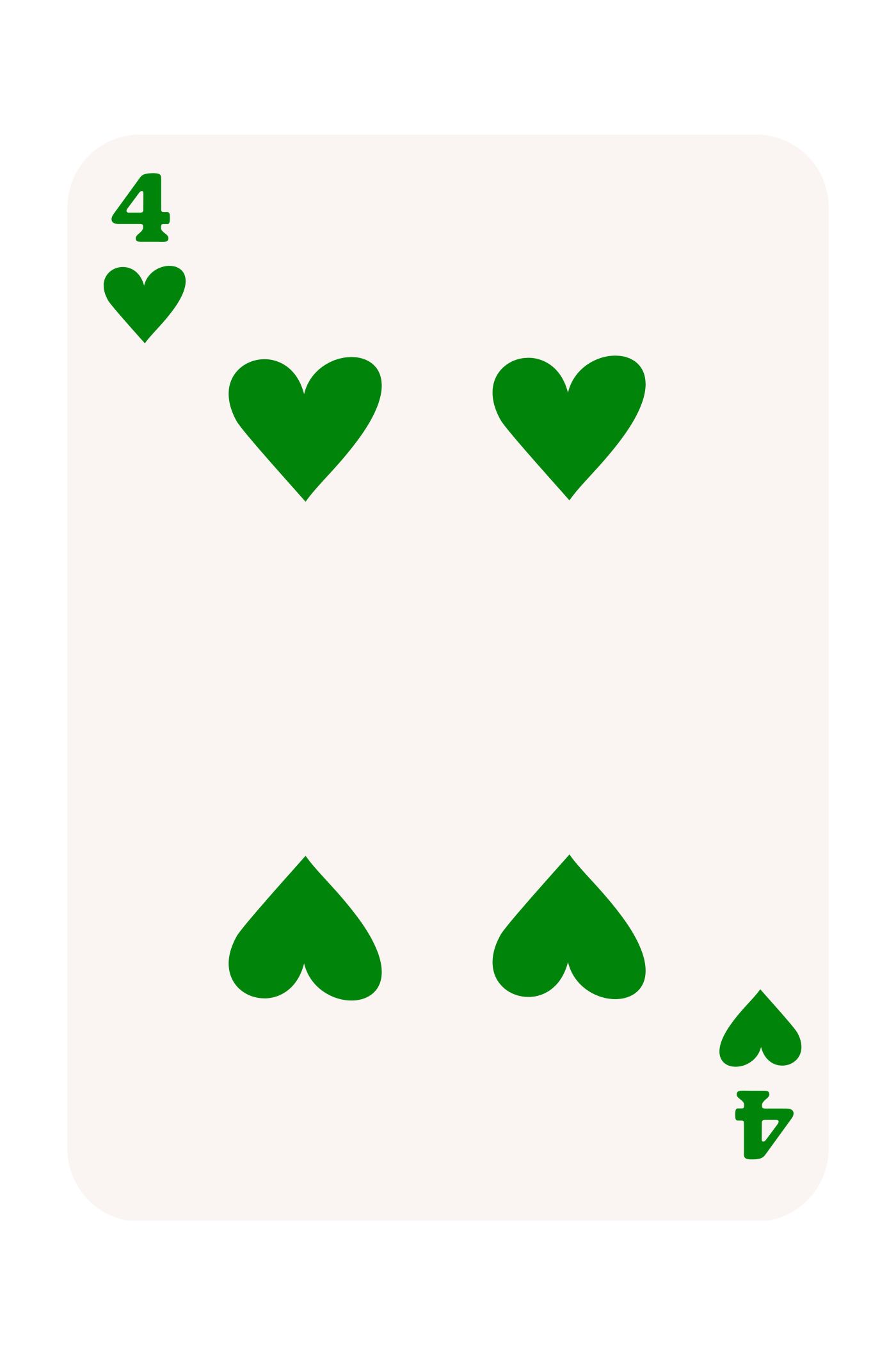 Groene Harten Vier Speelkaart
