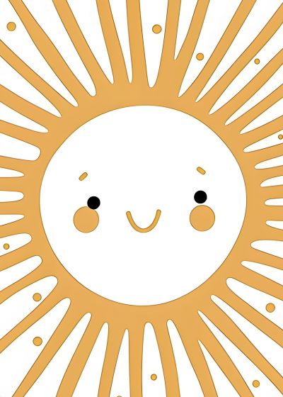 Lachende Zon met Okergele Stralen