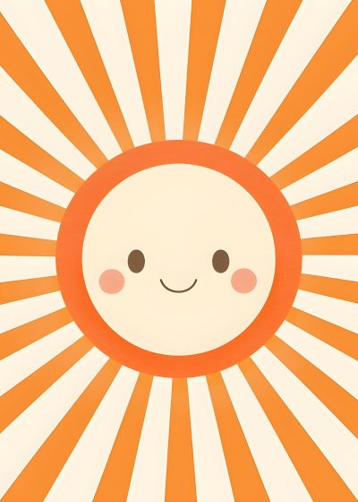Vrolijke Zon met Oranje Stralen