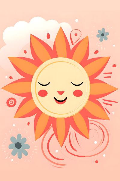 Oranje Zon met Wolk