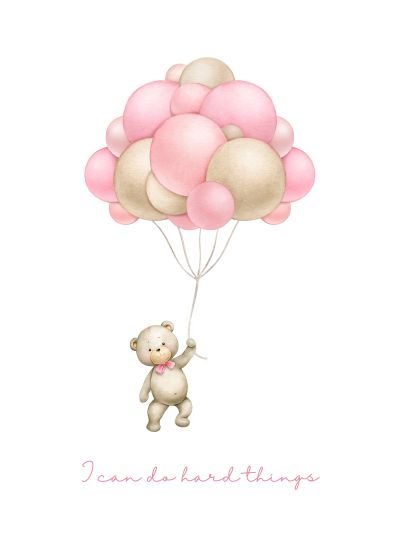 Beer Hangt aan een Tros Ballonnen