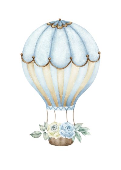 Blauwe Luchtballon met Rozen