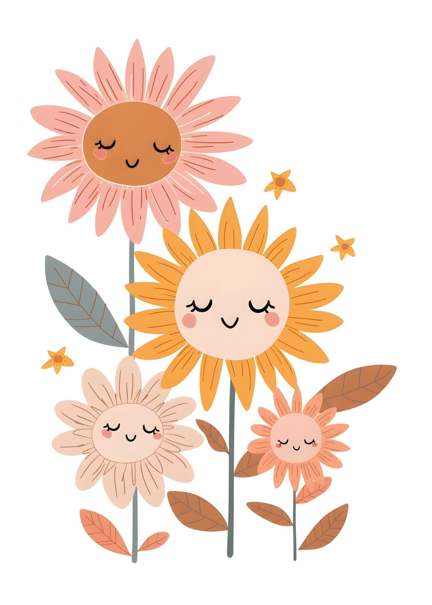 Drie Lachende Zonnebloemen