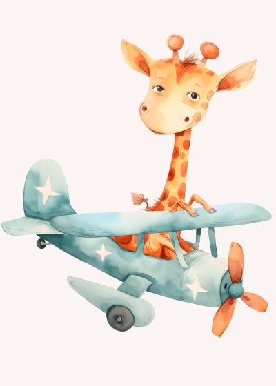 Giraffe in een Blauw Vliegtuigje