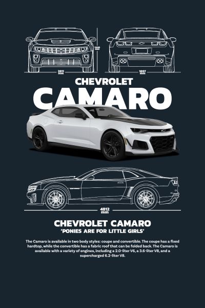 Chevrolet Camaro in Wit, Blauwdruk