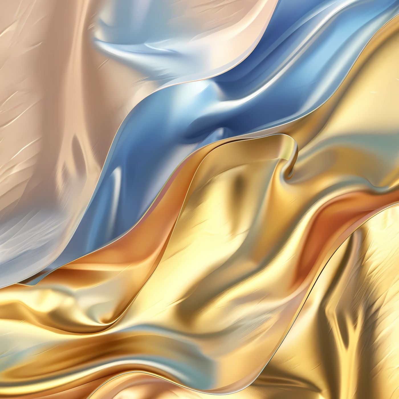Glanzende Vouw in Goud en Blauw