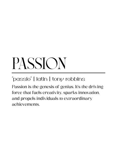 Passion, De Definitie, Op Wit