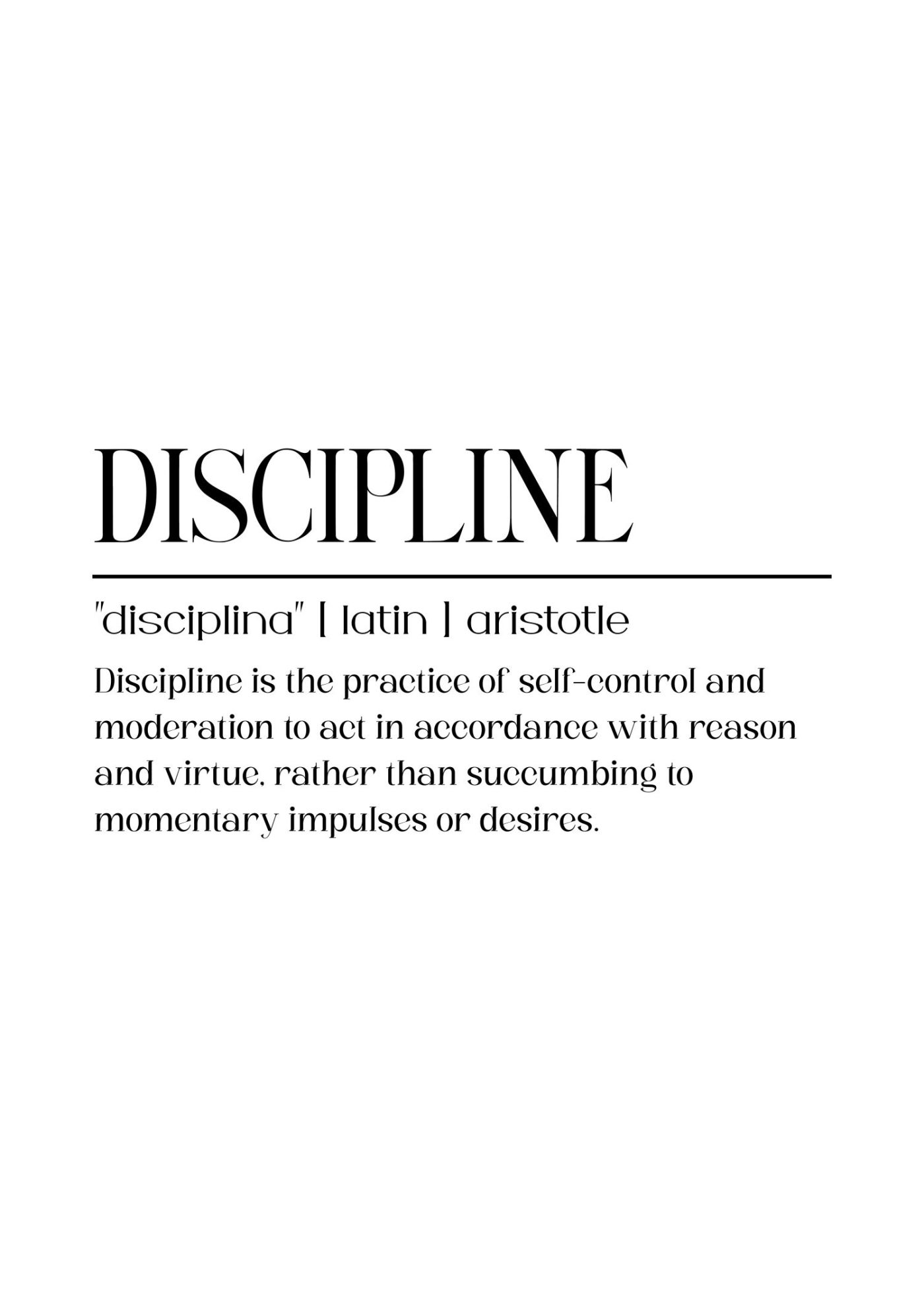 Discipline, De Definitie, Op Wit