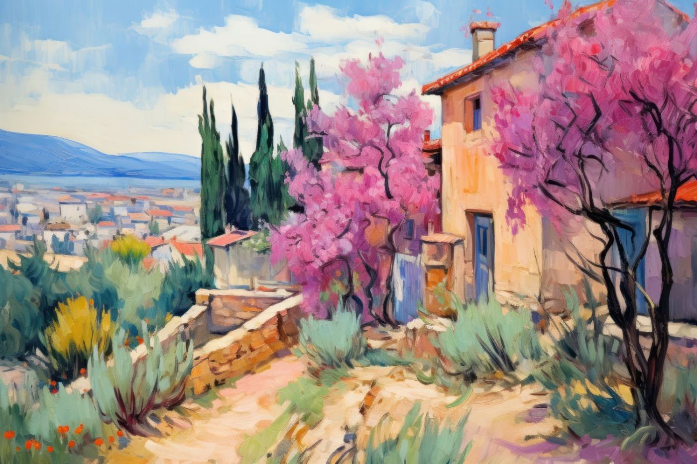 Villa tussen Roze Bloesembomen