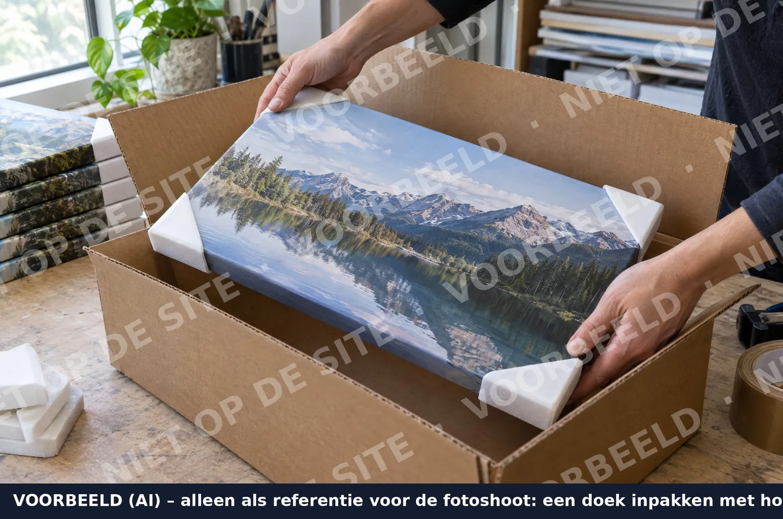 Voorbeeldbeeld: werk inpakken voor verzending